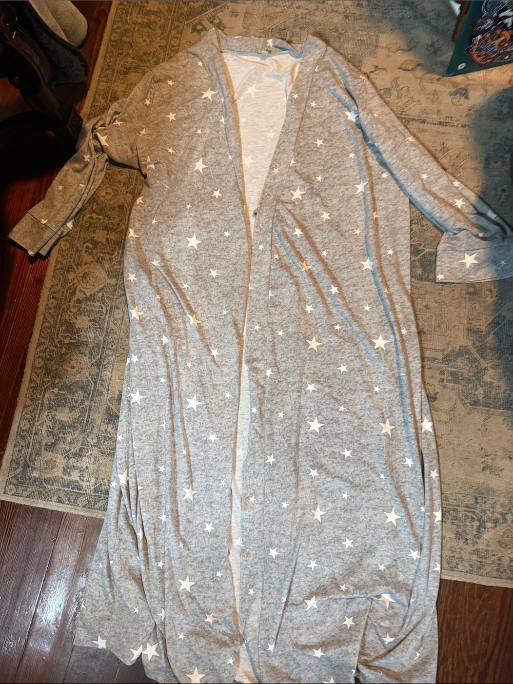 Cozy Grey Star Print Lounge Robe